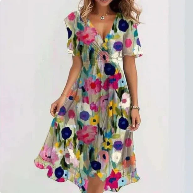 Lydia | V-Neck Short-Sleeve Summer Dress